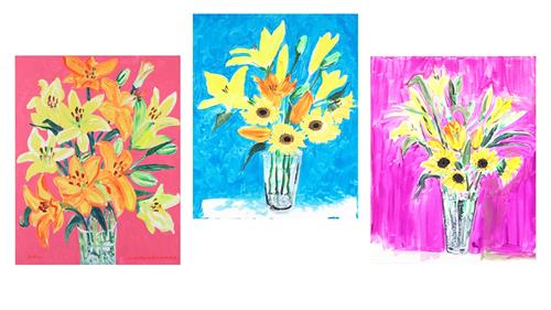 Abstract Flowers (Set of Three)