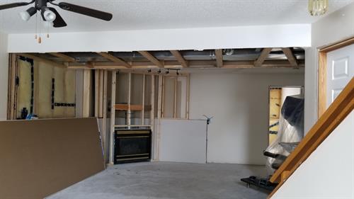 2019 water damage in basement. Replace damaged walls with new drywall. Airdrie