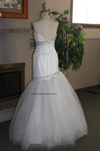 Bridal gown with  sequece ,beads  asymetrical - back view