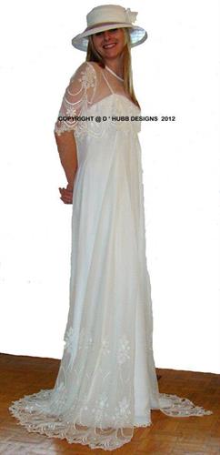 Edwardian style bridal dress with  lace overlay