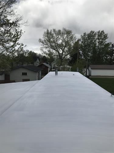 Completed Turbo-set application on a metal mobile home roof