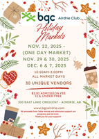 Member Event: BGC Airdrie Club Holiday Markets