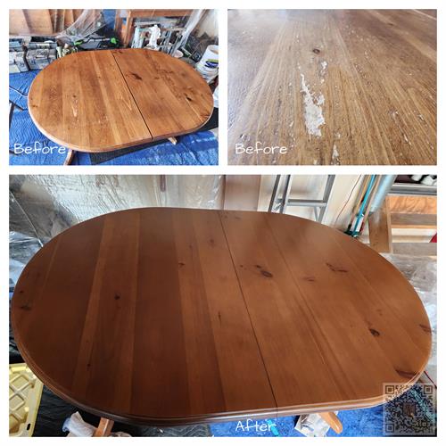 Customer has a badly damaged table and chair set from years and years of use, we stripped it down, repaired the damaged and refinished to new.