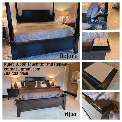 Our client wanted his 4 poster bed to no longer have posts, after some creative alterations he ended up with just a king bed that he loves now.