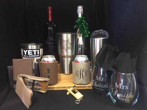 Laser Engraving: Wood, Metal, Glass or Leather for businesses, personalized gifts, and more.