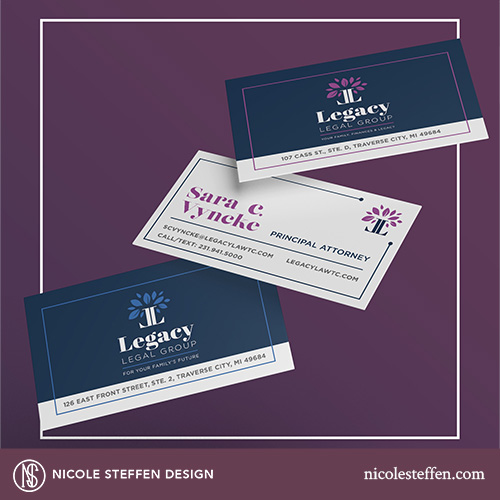 Brand Design and business card implementation for Legacy Legal Group. See more at https://nicolesteffen.com/portfolio/