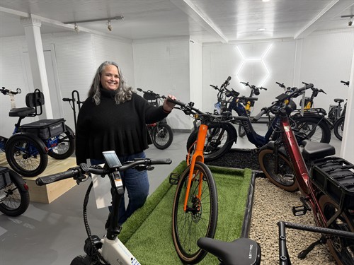 Janice at the Ride Leelanau ribbon cutting