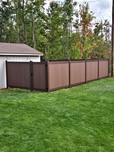Designer Brown Vinyl Privacy Fence - Residential Vinyl Privacy Fencing