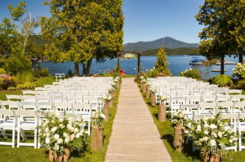 White Wedding Classic Chairs set up for a Ceremony