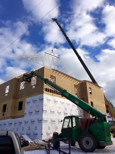 Roof Trusses being set