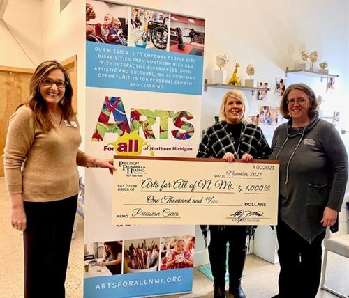 Arts for All of N. MI will use their $1,000 from Precision Cares in November 2022 for arts education in the community.