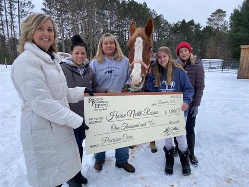 Horse North Rescue was thrilled to receive $1,000 to pay for the care of horses that are in need.