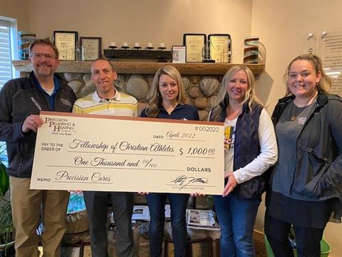 NW MI Fellowship of Christian Athletes was the April 2022 recipient of the Precision Cares $1,000.