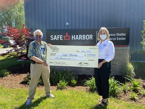 Safe Harbor was Precision Care's May recipient of $1,000 to provide support for their mission to feed and care for the homeless in our community.