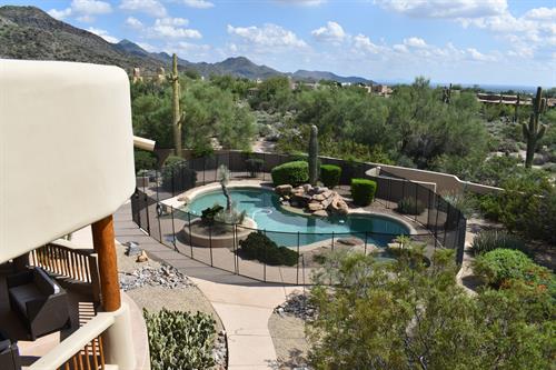 The backyard and pool area of our North Scottsdale Residential Facility