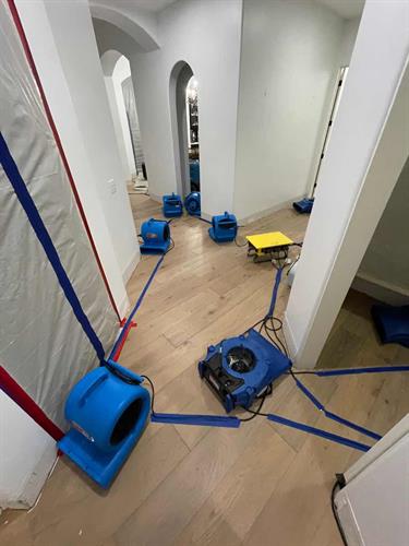 Mitigating water damage from a fire suppression system failure. 