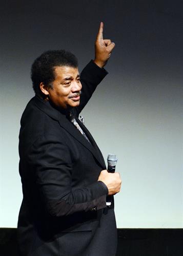 Another image of Neil deGrasse Tyson speaking in Long Beach during the 2022-2023 Season