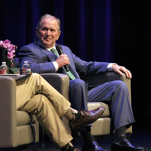 Former President George W. Bush speaking in Long Beach during the 2021-2022 Season