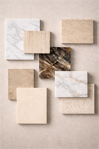 Flat lay of stone samples