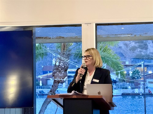 Laura Baker Speaking at Dana Point Yacht Club on how businesses can prepare for LA28