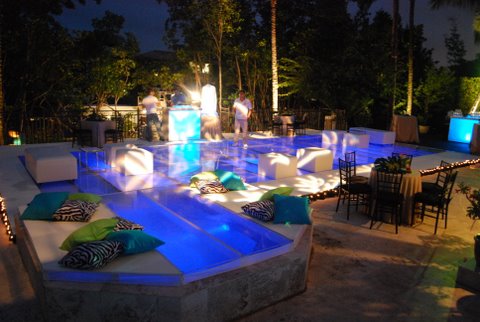  LED Liagting up your event with Acrylic Pool cover and Furniture