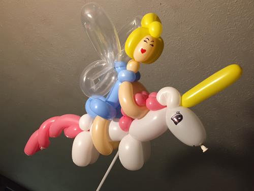 Fairy Riding a Unicorn. Balloon Animals Palm Beach design. Fairy Riding a Unicorn. Balloon Animals Palm Beach design.