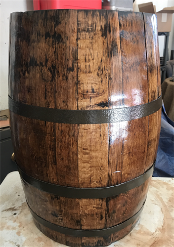 Wine barrel found in basement refinishing to bathroom sink