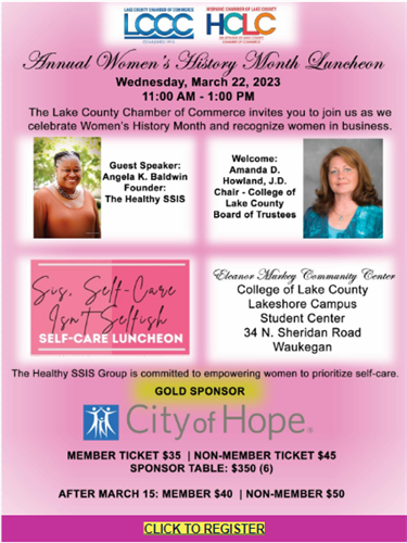 Angela, The Healthy SSIS - will be speaking at the LCCC's Annual Women's Luncheon