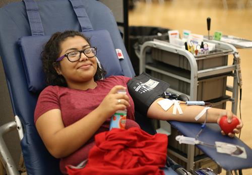A blood donor helping to save lives in our community.