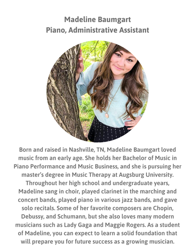Madeline Baumgart-Rieger, Vice President of Opus Music Academy