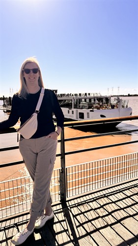 Annie Schlegel of Suite Impressions Travel with the Viking Forseti during her Viking Bordeaux river cruise in France.