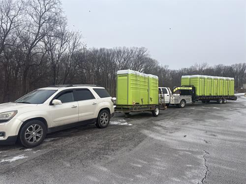 The first official 'KinEco Convoy' headed to our staging area. Huge thanks to my son-in-law Derrick and my friend Chris for the help behind the wheel to get us mobilized.