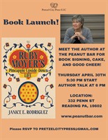AUTHOR EVENT: JANICE RODRIGUEZ TO READ FROM HER DEBUT NOVEL AT THE PEANUT BAR, APRIL 30, 5:30 PM