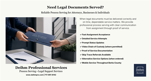 Berks County Service of Process | Deihm Professional Services