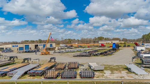 Our trailer sales lot boasts about 150 trailers: equipment, utility, gooseneck, deckover, and more.