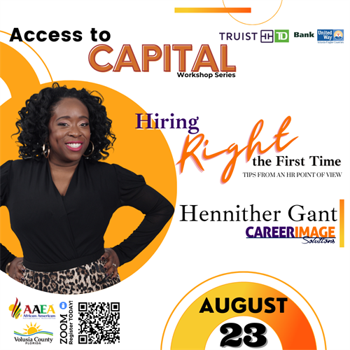 Fall Access to Capital Workshop Series Speaker Hennither Gant, CEO & Founder of Career Image Solutions