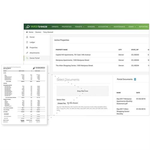 A sample of our client portals look like, including a sample financial report for a property