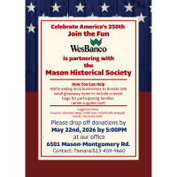 Celebrate America 250 with WesBanco and Mason Historical Society