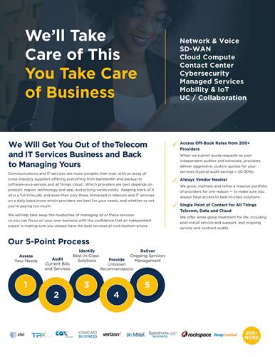 We will take care of your Telecom, Cloud & IT We will take care of your Telecom, Cloud & IT