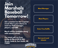 News Release: Reminder to join the Marshals Baseball team tomorrow for a meet and greet! 