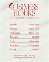 Savannah's Boutique & Gift Black Week Business Hours