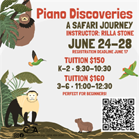 CSA: Piano Discoveries, A Safari Journey Grades K-2 Piano Camp