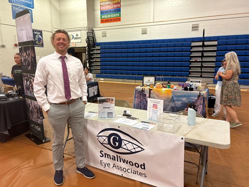 Connecting with neighbors at the Gahanna business fair.