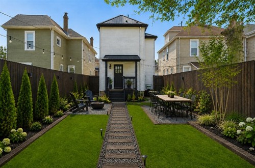 backyard with landscaping