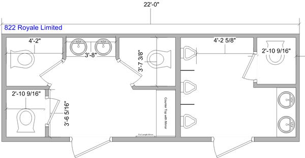 Floor plan for one of our restroom trailers