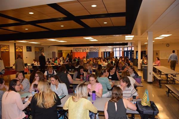 New teachers gather at Perryville High School for the 2017-2018 school year.