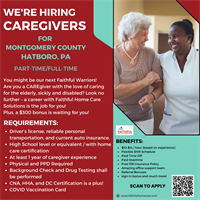 Urgently Hiring Caregivers – All Shifts (Serving the Greater Philadelphia Areas)