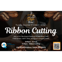 2025 Ribbon Cutting at Deja Brew Cafe