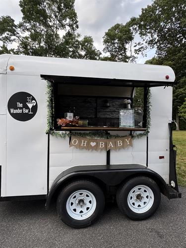Vintage Horse Trailer Bar decorated for Baby Shower bar service in Manchester, New Hampshire