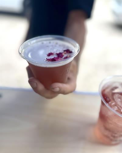 Customer is served a french martini cocktail at anniversary party in Plymouth Massachusetts